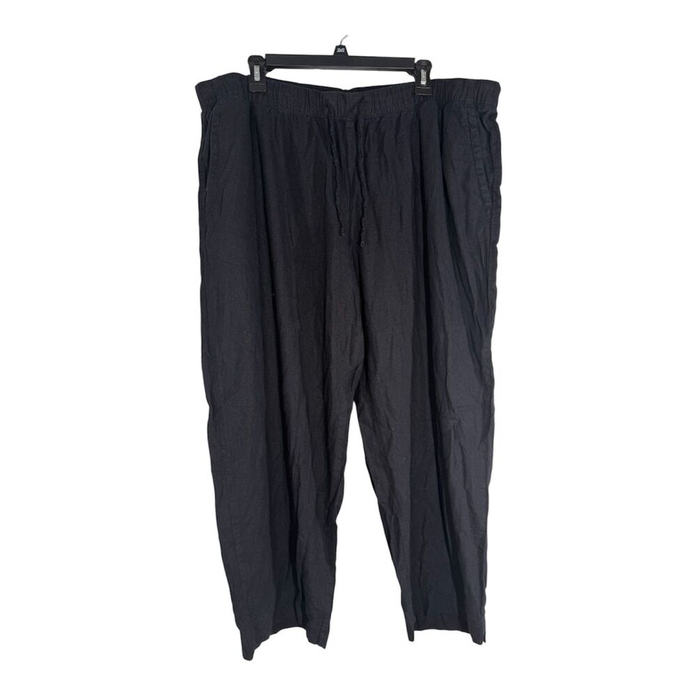 Old Navy Womens High Rise Straight Black Pants Sz XXL Wide Leg Linen Blend